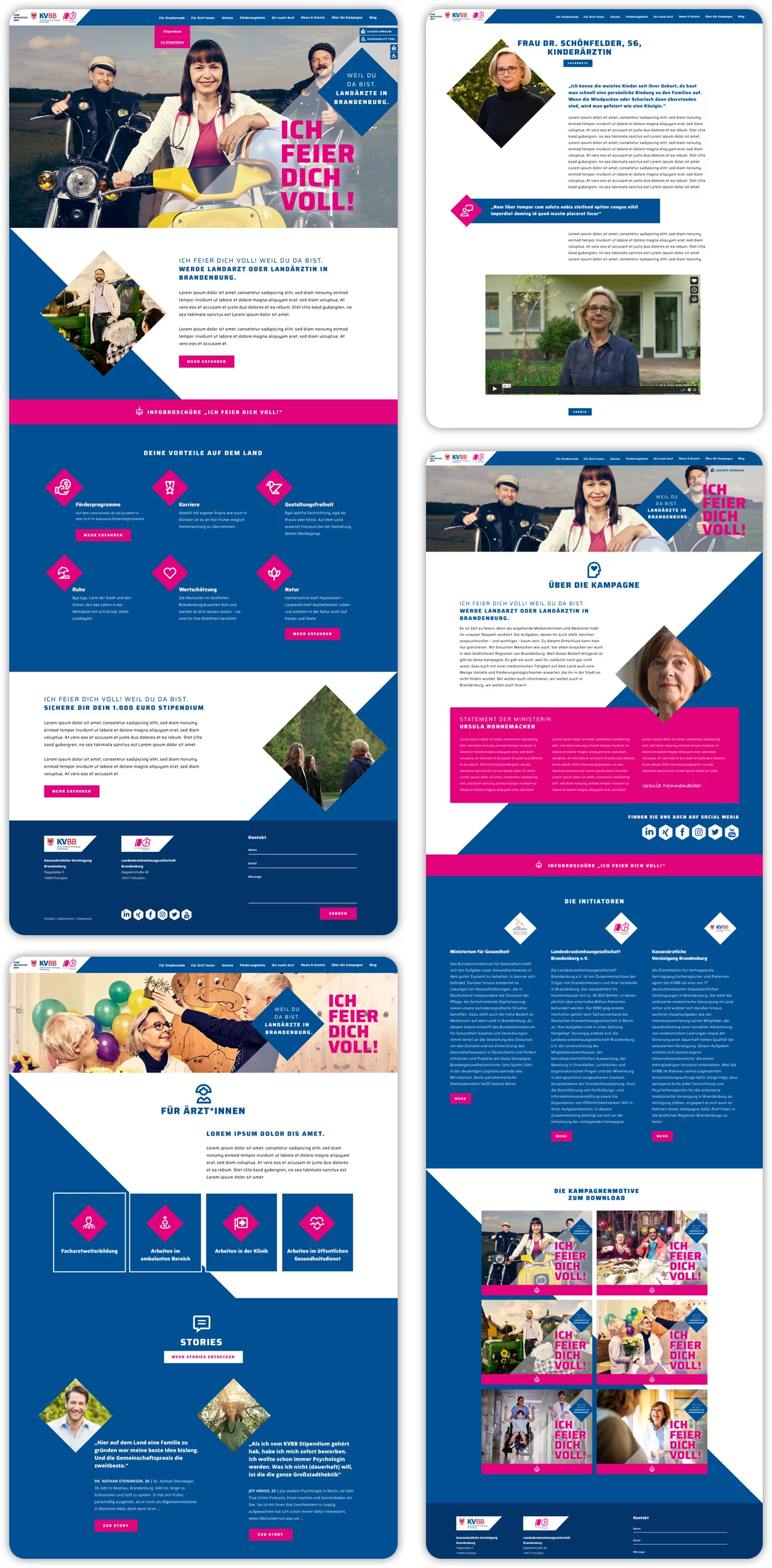 Darstellung des Screendesigns vom KVBB Ich feier dich voll Kampagne