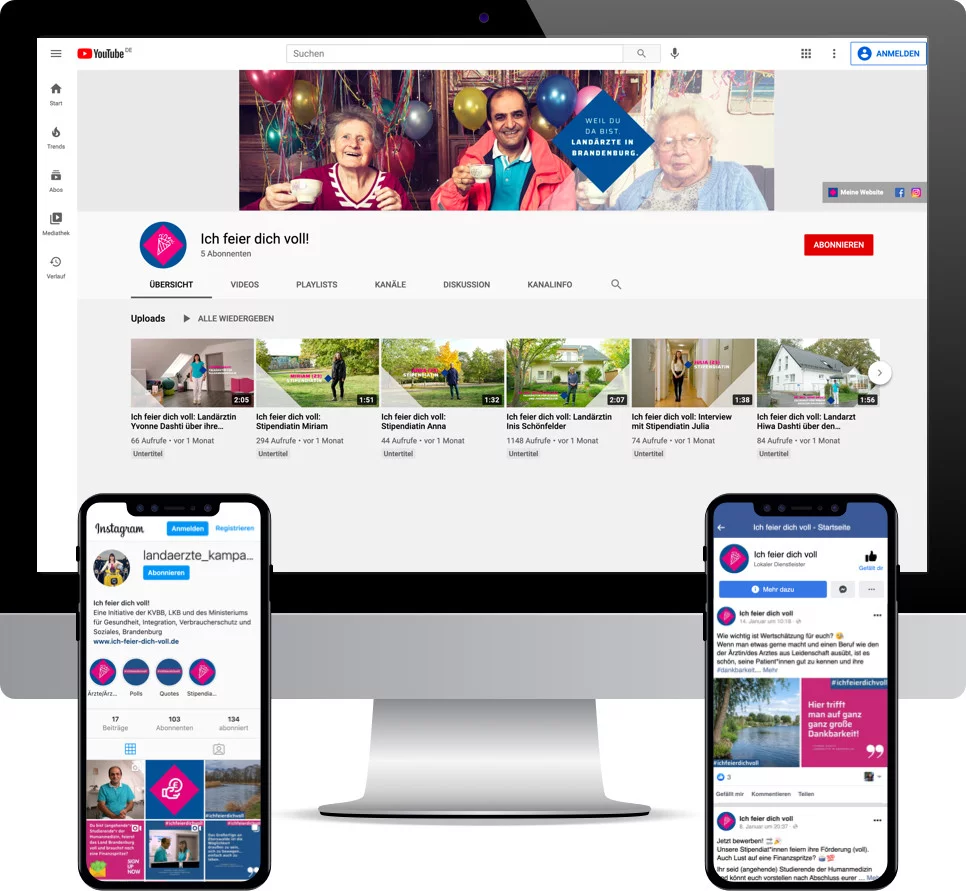 Darstellung des Screendesigns KVBB Social Media