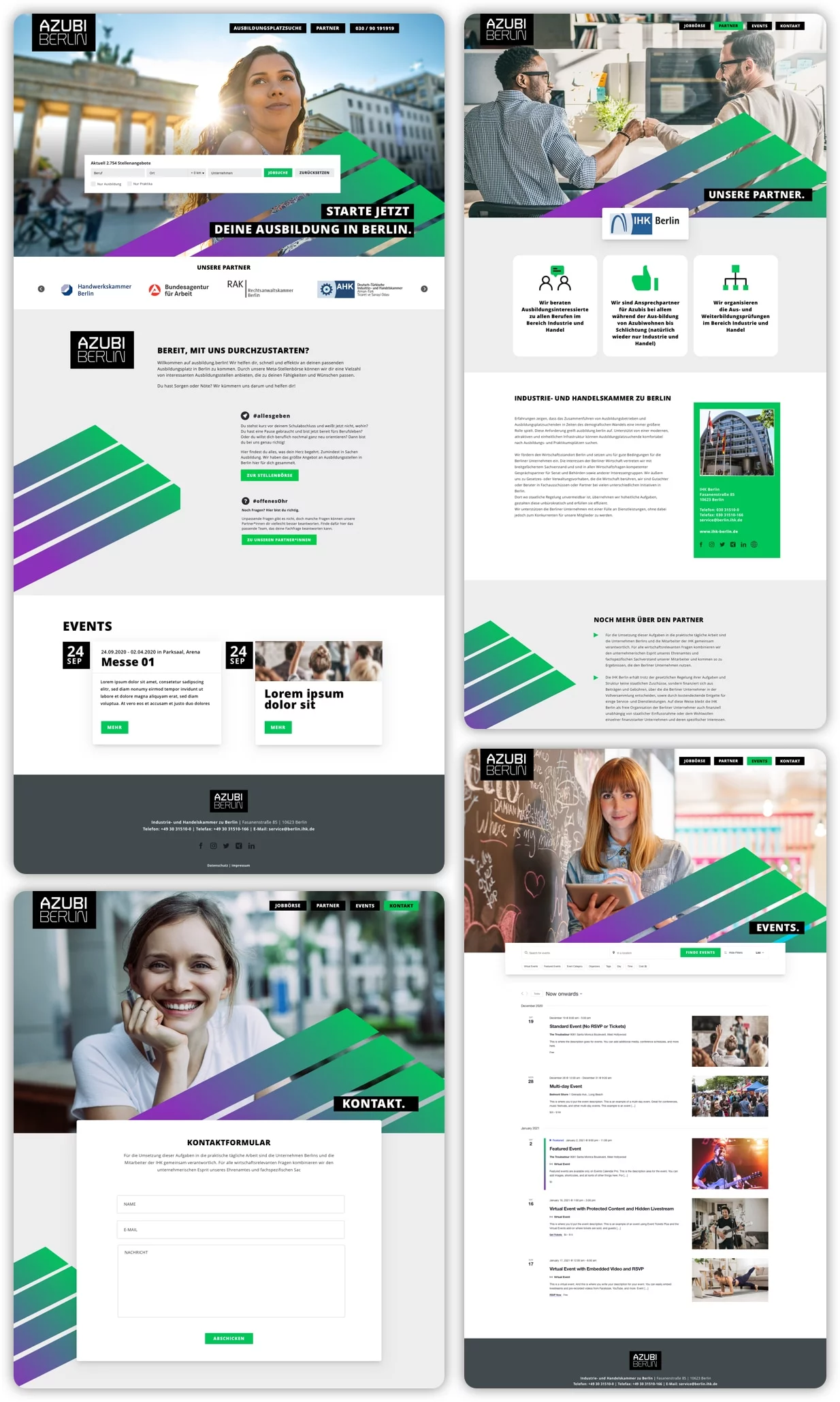 Darstellung des Screendesigns vom Karriereportal Azubiportal Berlin
