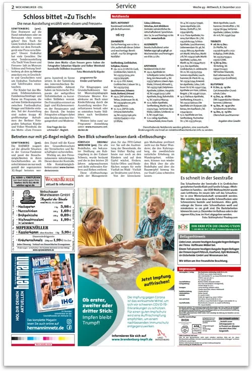 Zeitung mit einer Anzeige im Kampagnendesign
