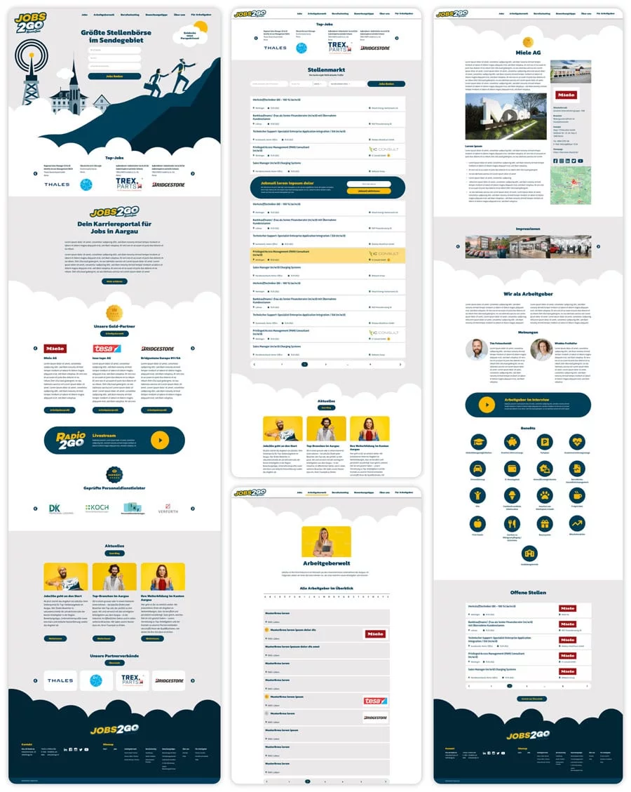 Darstellung des Screendesigns vom Karriereportal Jobs2Go