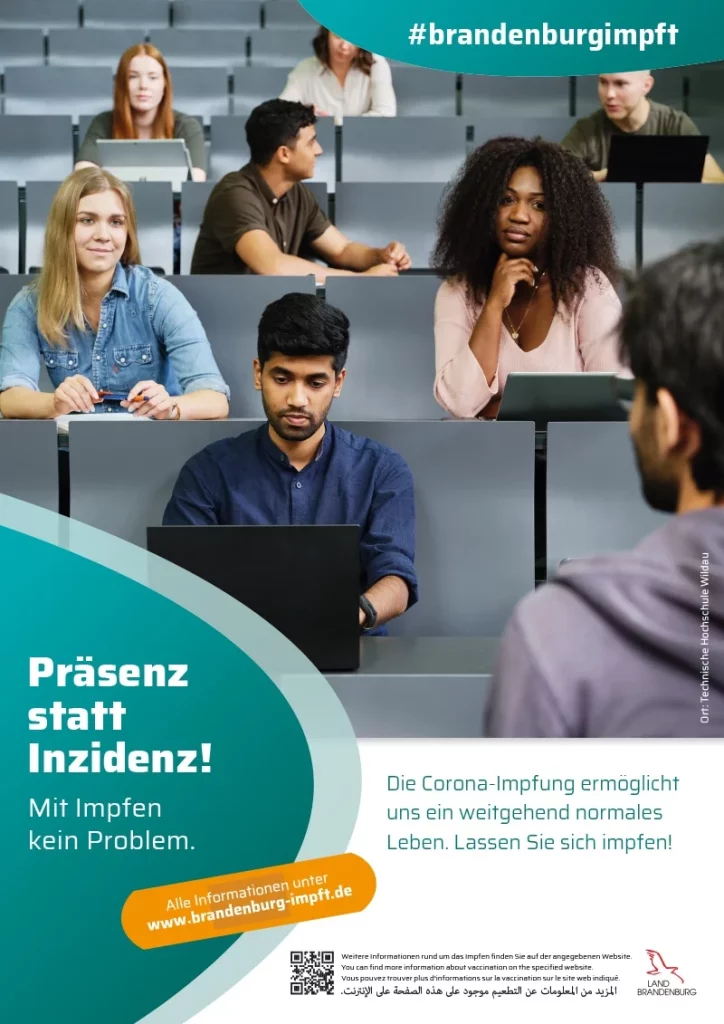 Kampagnenmotiv "Präsenz statt Inzidenz" der Brandenburger Impfkampagne