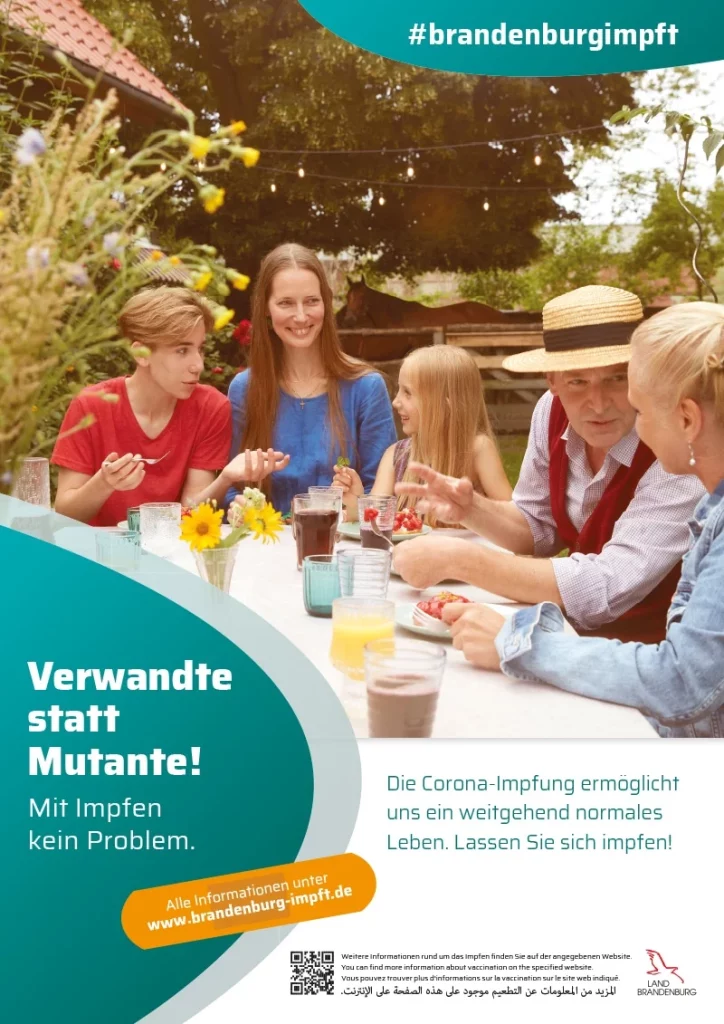 Kampagnenmotiv "Verwandte statt Mutante" der Brandenburger Impfkampagne