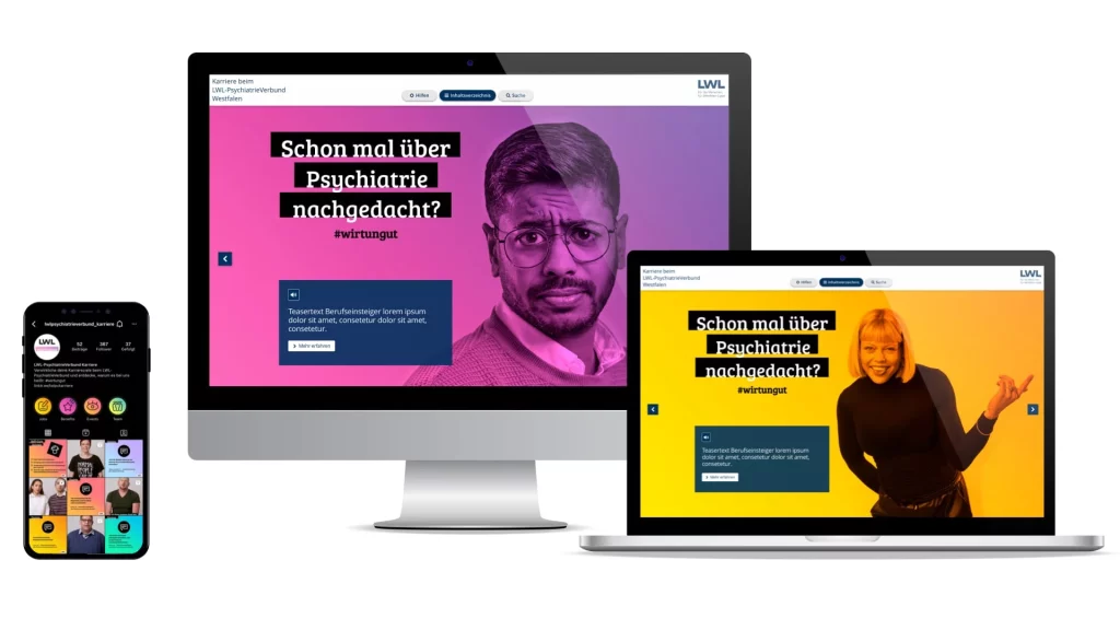 Personalmarketingkampagne Device-Mockups der Kampagne