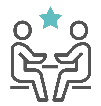 Icon zwei Personen sitzen an einem Tisch