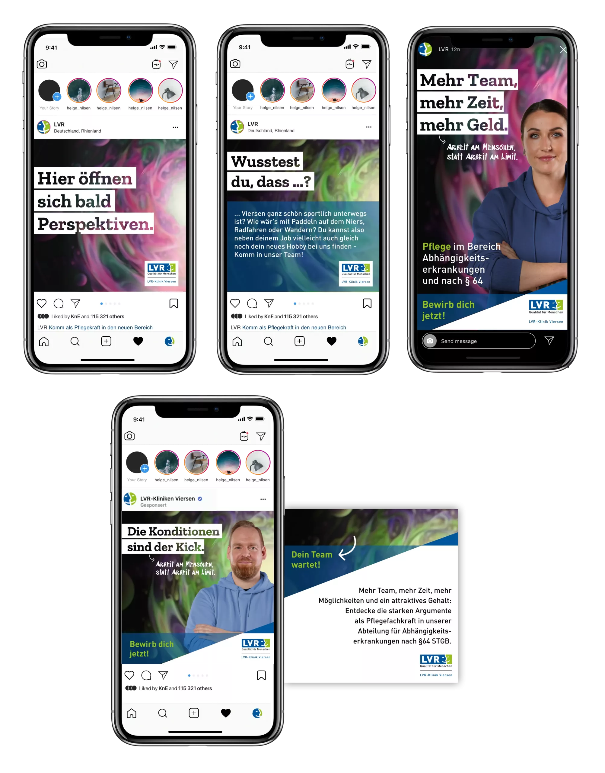 Social-Media-Anzeige von LVR-Klinik Viersen in einem Handy sichtbar