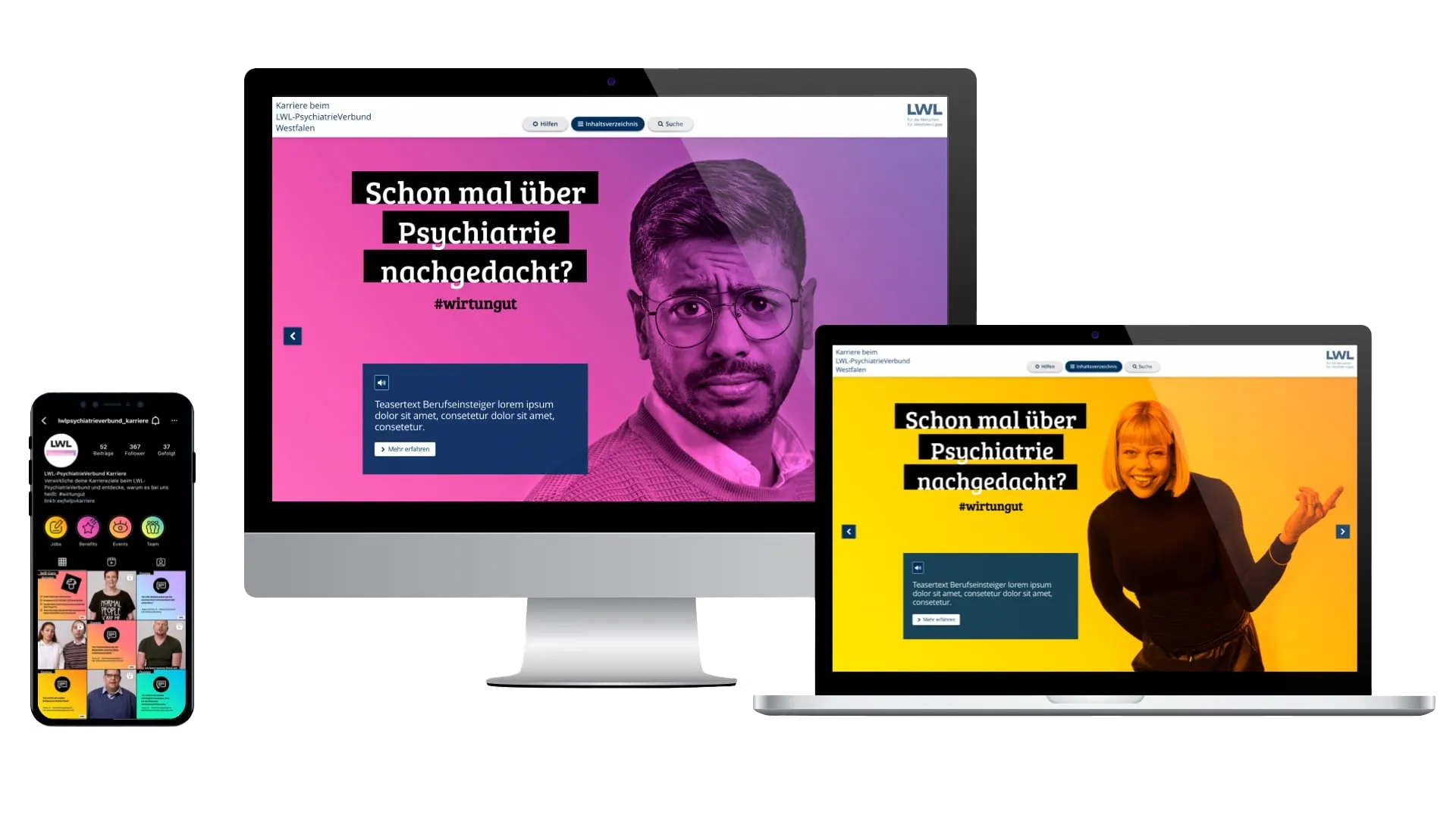 LWL Personalmarketingkampagne Mockup Screendesigns